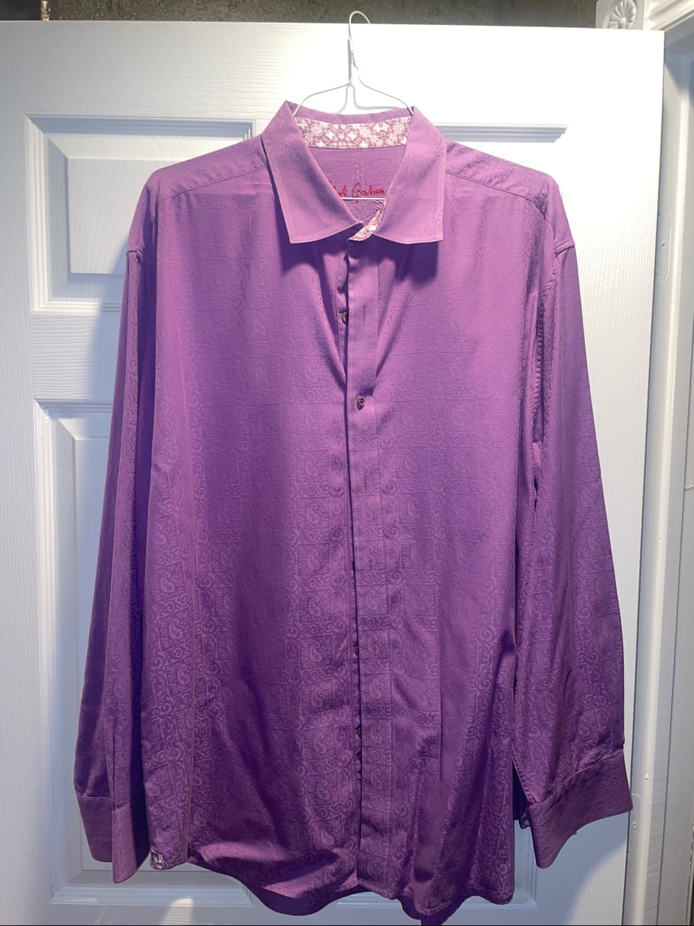 Robert Graham Men's Purple Patterned Long-Sleeve Dress Shirt